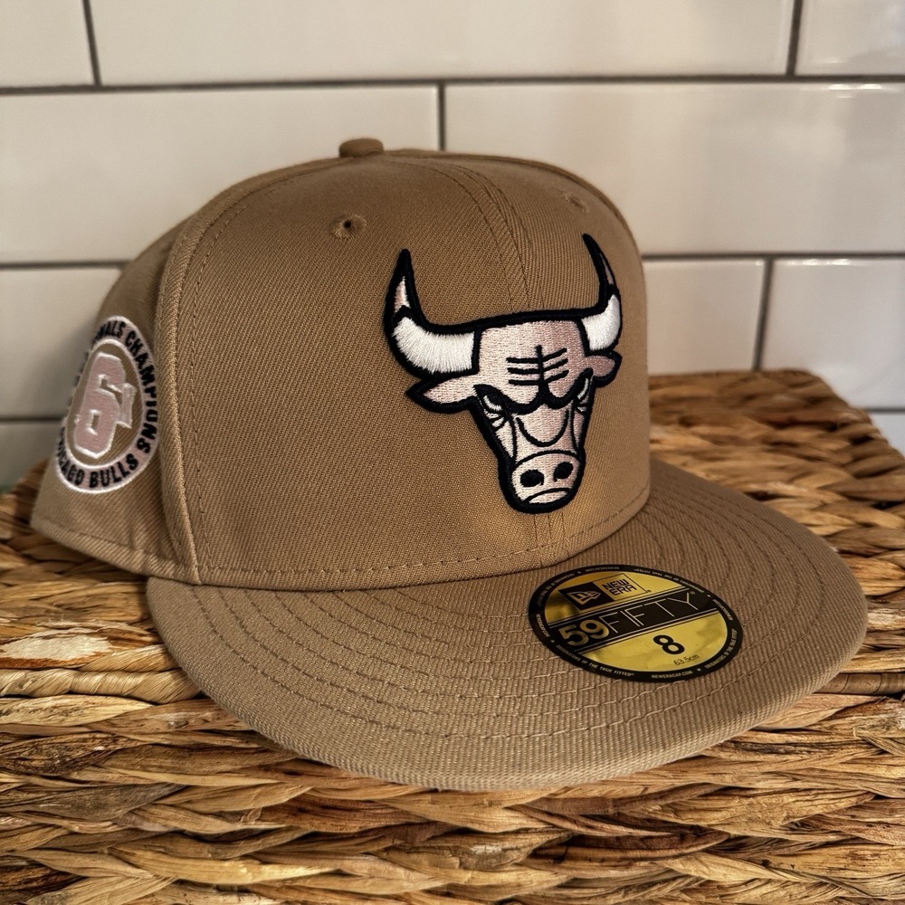 New Era Chicago Bulls 9Forty Embroidered Wheat‎ Pink NBA Fitted Size 8 6X Champs